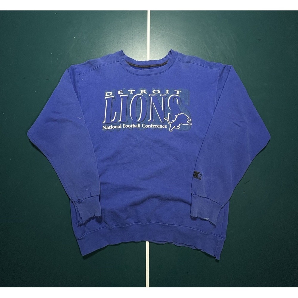 Vintage 90's Starter‎ Detroit Lions Crewneck Sweatshirt Mens Large Made In USA